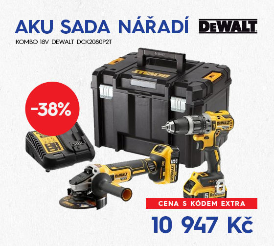 Aku sada kombo nářadí 18V Dewalt DCK2080P2T