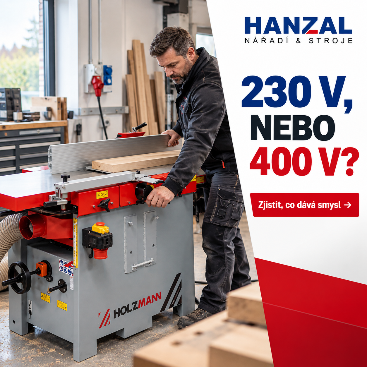 Volba napájení dílenského stroje 230 V nebo 400 V