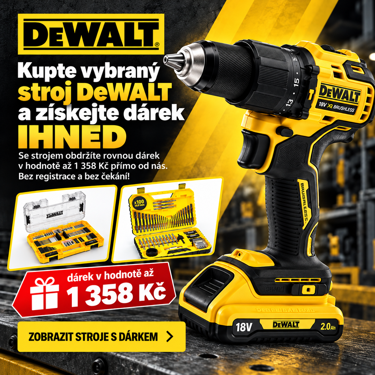 Akce na nářadí DeWALT s dárkem zdarma
