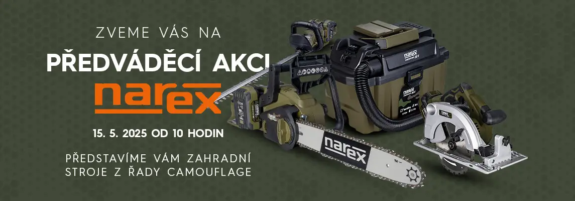 Zveme vás na předváděcí akci Narex 15. 5. 2025 od 10 hodin