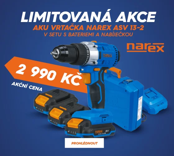 Aku vrtačka Narex ASV 13-2, 2x2Ah, kufr