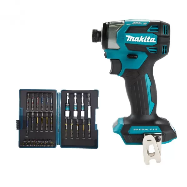 Aku rázový utahovák Makita DTD173ZJX2, 1/4",18V + sada bitů E-26179