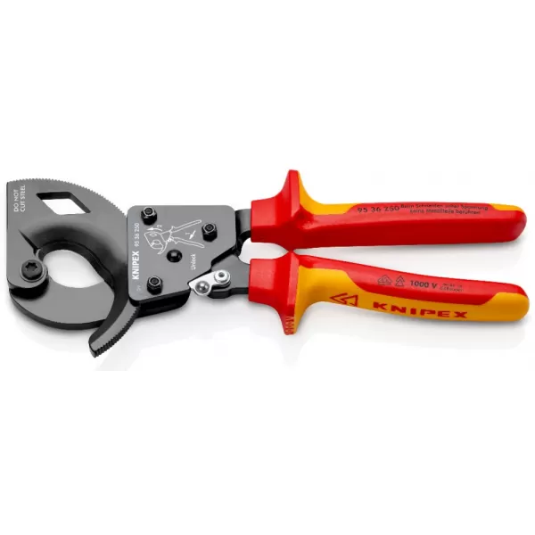 Stříhací kleště na kabely - ráčnové izolované 1000V VDE, Knipex
