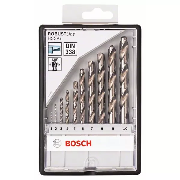 Sada vrtáků do kovu Robust Line HSS-G, 10dílná, 135° Bosch