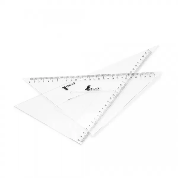 Japonský pravoúhlý plastový trojúhelník SHINWA 27 cm - sada 2 ks