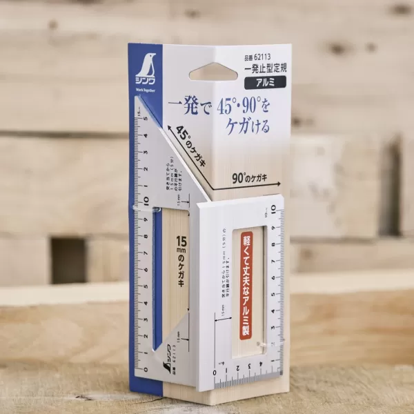 Japonské hliníkové pokosové pravítko SHINWA 45+90°