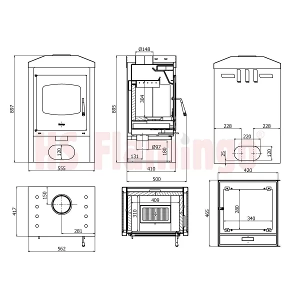 Krbová kamna FLAMINGO ® VEGA dlažba Bělený dub