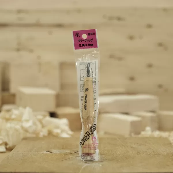 Japonské řezbářské mini-dláto MIKISYO Power Grip s V čepelí - 3 mm