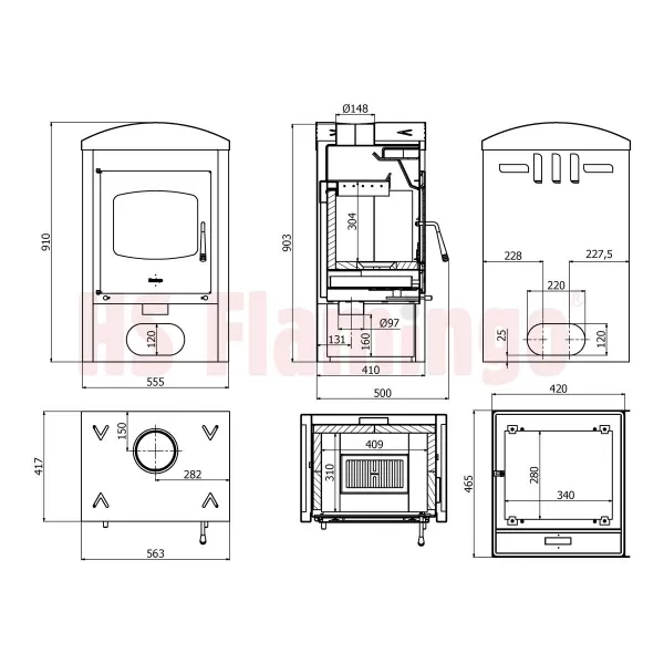 Krbová kamna FLAMINGO ® STAVANGER černá