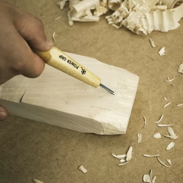 Japonské řezbářské mini-dláto MIKISYO Power Grip se šikmou čepelí - 3 mm