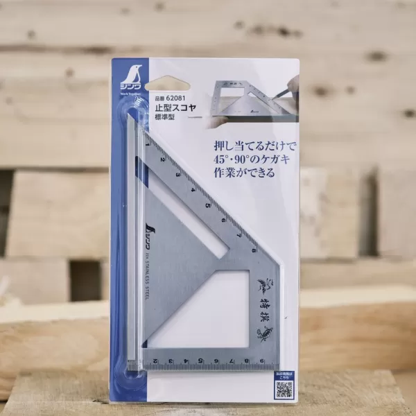 Ocelový úhelník SHINWA 45+90° s dorazem a stupnicí