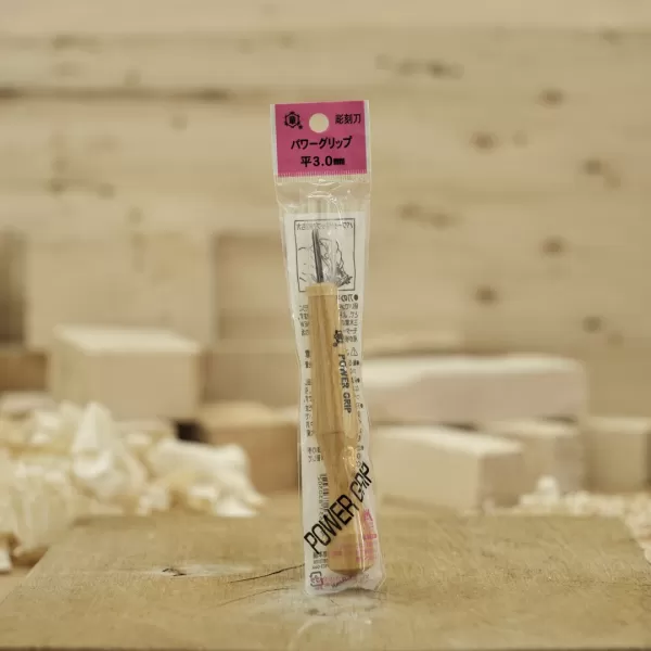 Japonské řezbářské mini-dláto MIKISYO Power Grip s plochou čepelí - 3 mm