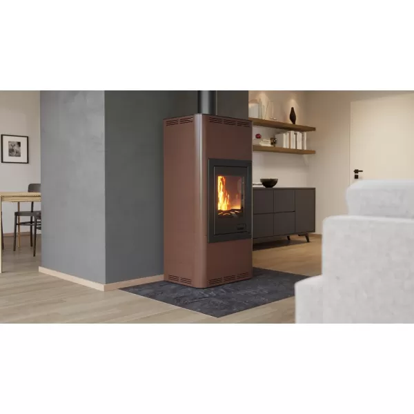 AQUAFLAM 12 hnědá-sametová - teplovodní krbová kamna s výměníkem, manuální regulací