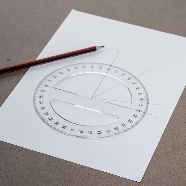 Japonský kruhový úhloměr SHINWA z čirého akrylátu 360° - průměr 150 mm