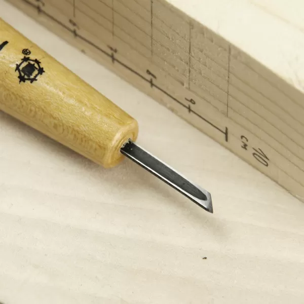 Japonské řezbářské mini-dláto MIKISYO Power Grip se šikmou čepelí - 3 mm