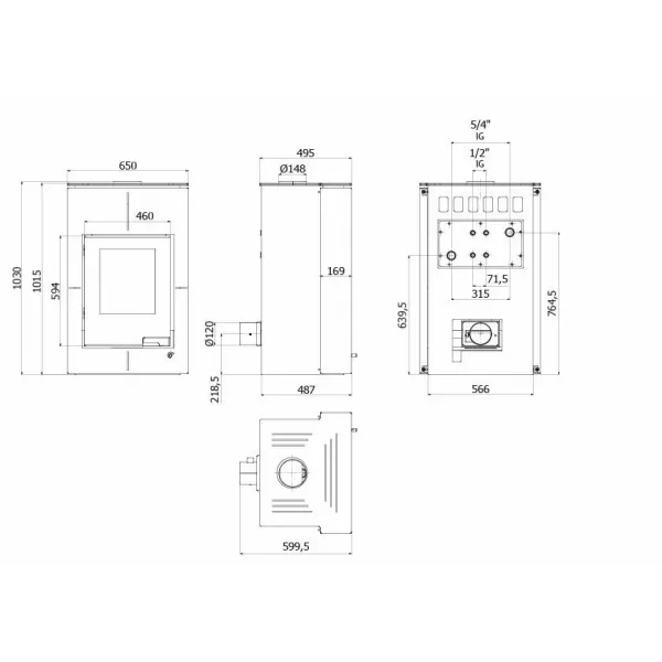 Krbová kamna AQUAFLAM VARIO ® SAPORO 11kW hnědá - sametová (teplovzdušná verze)