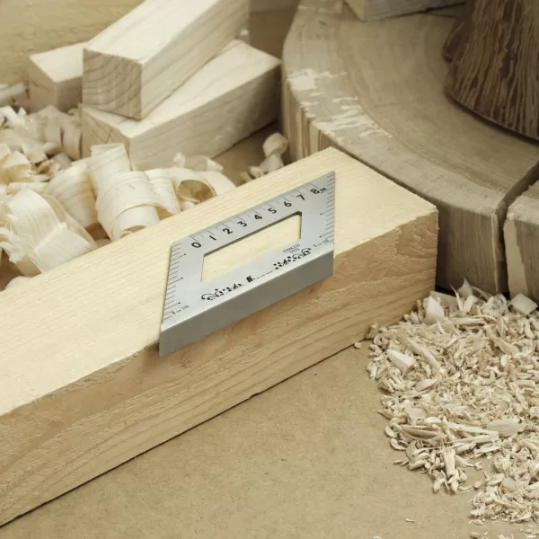 Ocelový úhelník SHINWA pro 45° s dorazem a stupnicí