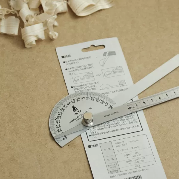 Nerezový úhloměr SHINWA s pravítkem