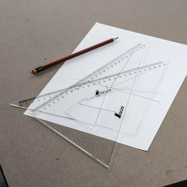 Japonský pravoúhlý plastový trojúhelník SHINWA 27 cm - sada 2 ks