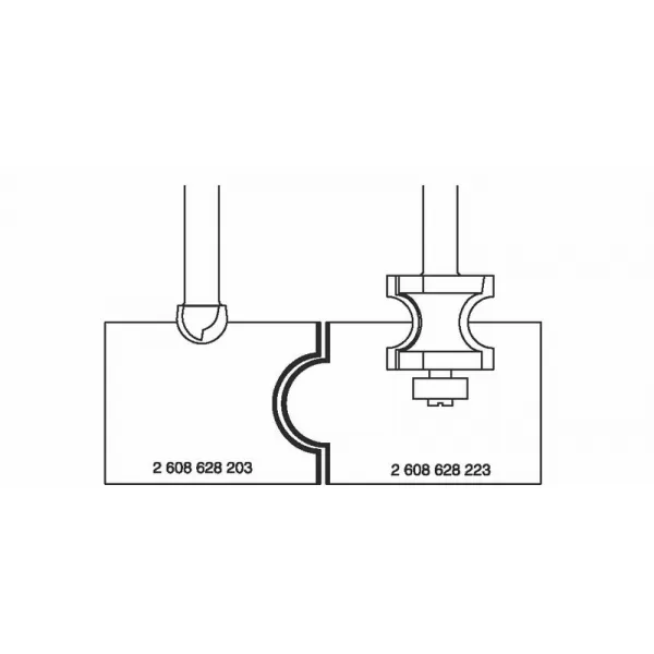 Fréza na půlkruhový profil s ložiskem, dvoubřitá, tvrdokovová, Bosch