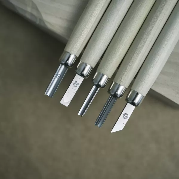 Sada řezbářských mini-dlát MARUICHI T-5 s dřevěnou rukojetí - 5 kusů