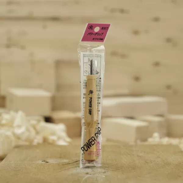 Japonské řezbářské mini-dláto MIKISYO Power Grip se šikmou čepelí - 3 mm