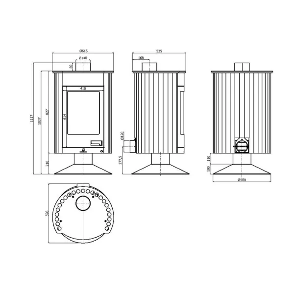 Krbová kamna MASTERFLAMME ® Medie II, hnědá - sametová