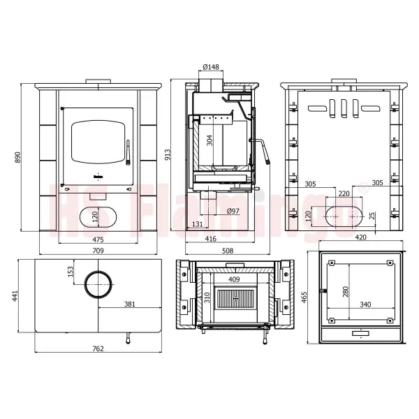 Kachlová kamna FLAMINGO ® BALI, kachle bílá