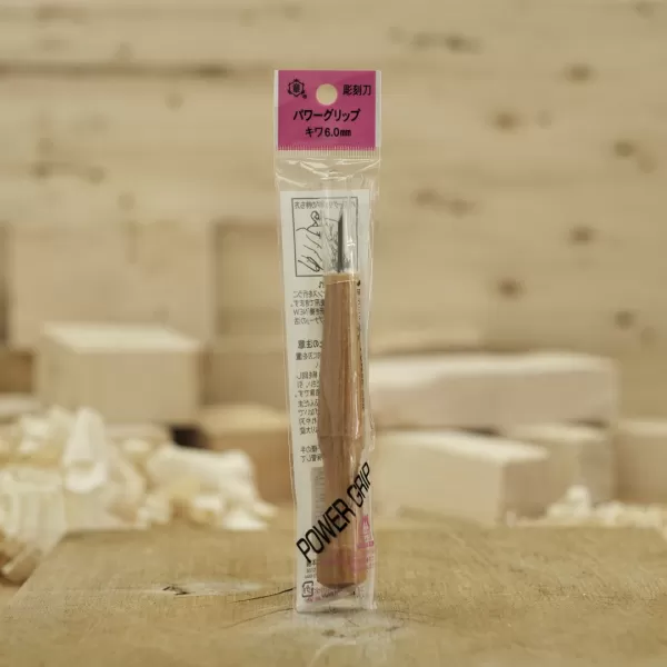 Japonské řezbářské mini-dláto MIKISYO Power Grip se šikmou čepelí - 6 mm