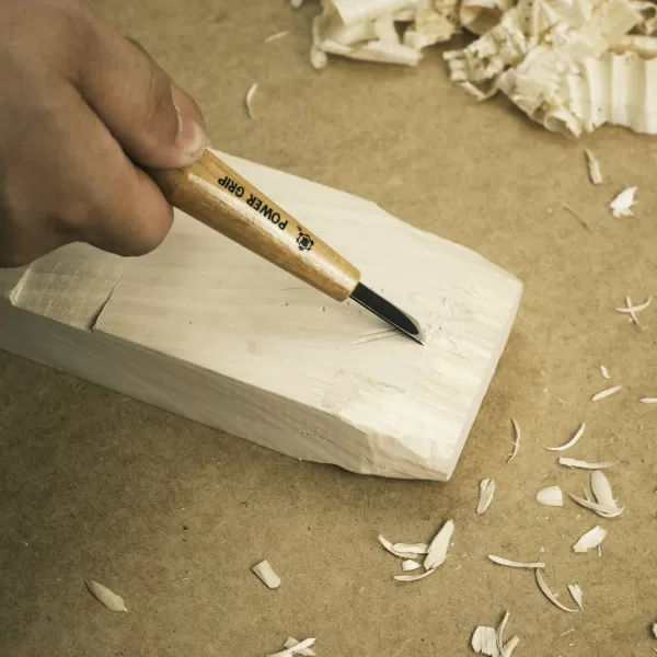 Japonské řezbářské mini-dláto MIKISYO Power Grip se šikmou čepelí - 6 mm