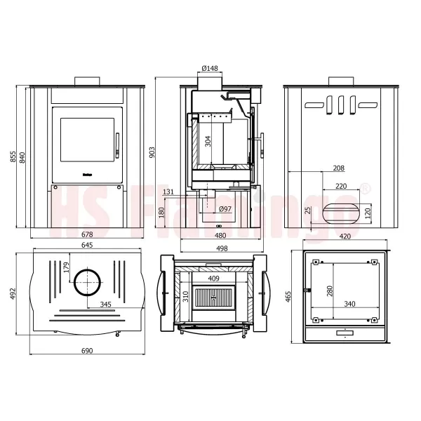 Krbová kamna FLAMINGO ® AMOS olivová