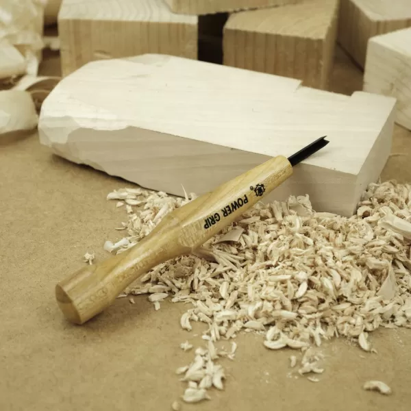 Japonské řezbářské mini-dláto MIKISYO Power Grip s V čepelí - 3 mm