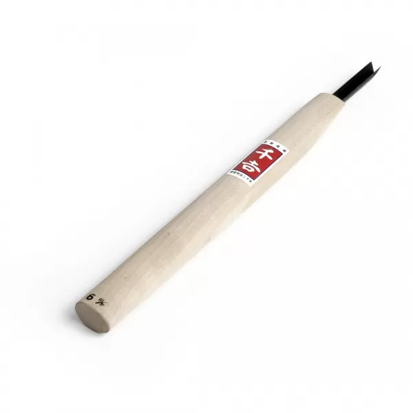 Japonské řezbářské mini-dláto SENKICHI s V čepelí - 6 mm