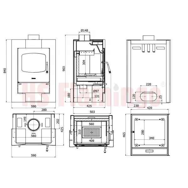 Krbová kamna FLAMINGO ® ESPO II olivová