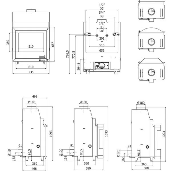Krbová vložka AQUAFLAM ® 25 s výměníkem a automatickou regulací hoření