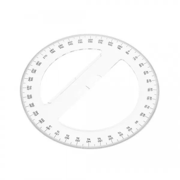Japonský kruhový úhloměr SHINWA z čirého akrylátu 360° - průměr 150 mm