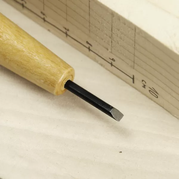 Japonské řezbářské mini-dláto MIKISYO Power Grip s plochou čepelí - 3 mm