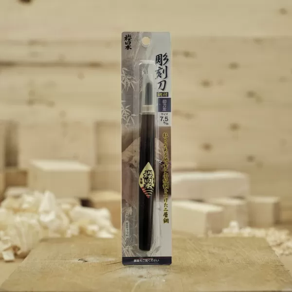 Japonské řezbářské mini-dláto SAKURA Nihon s levo-šikmou čepelí - 7,5 mm