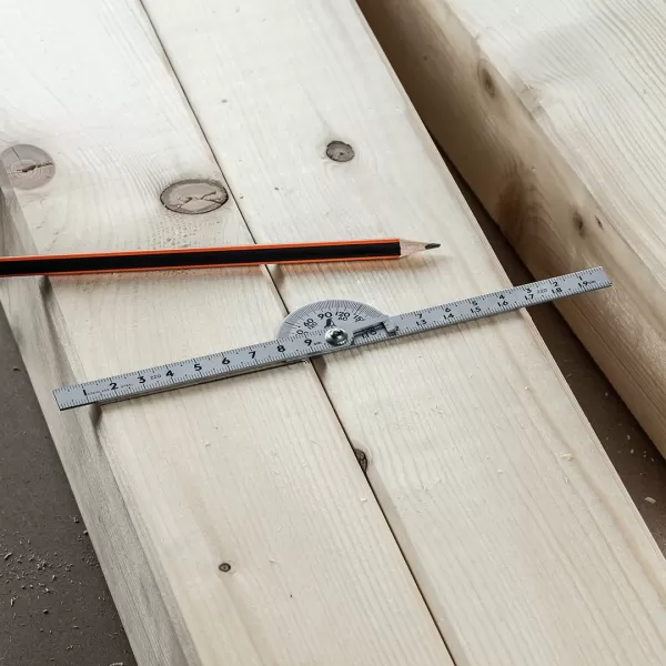 Japonský nerezový úhloměr SHINWA 180° s metrickou stupnicí - 200 mm