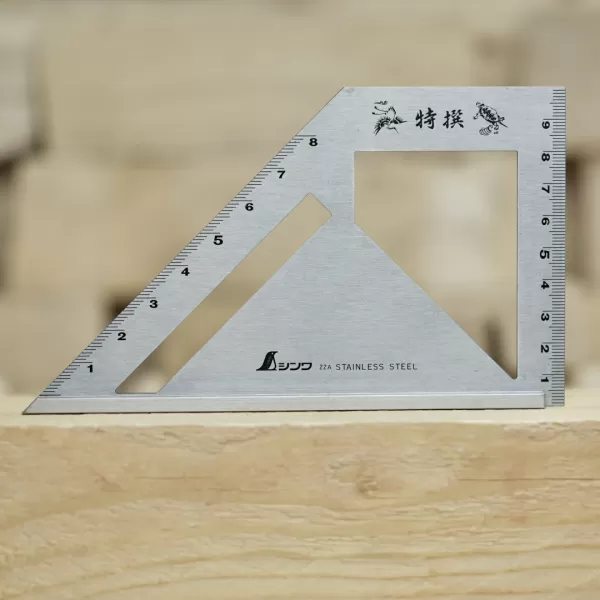 Ocelový úhelník SHINWA 45+90° s dorazem a stupnicí