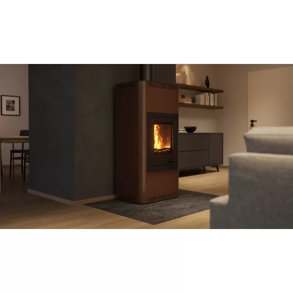 AQUAFLAM 12 hnědá-sametová - teplovodní krbová kamna s výměníkem, manuální regulací