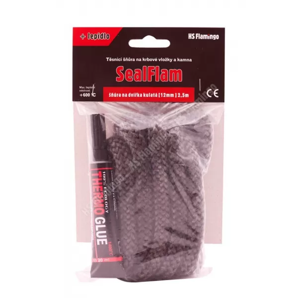 Těsnící šňůra na dvířka kulatá + lepidlo (12 mm) 2,5 m