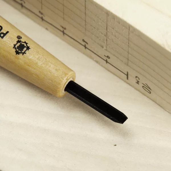 Japonské řezbářské mini-dláto MIKISYO Power Grip s V čepelí - 3 mm