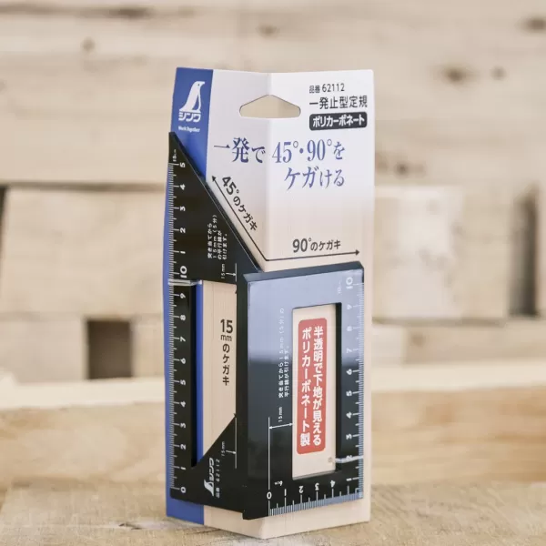 Japonské pokosové pravítko SHINWA 45+90° z polykarbonátu