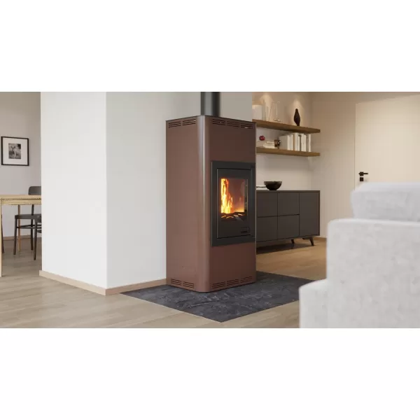 AQUAFLAM 12 hnědá-sametová - teplovodní krbová kamna s výměníkem, manuální regulací