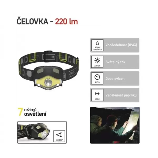 Čelovka EMOS P3536, 500 lm, 3xAAA, LED, 120m