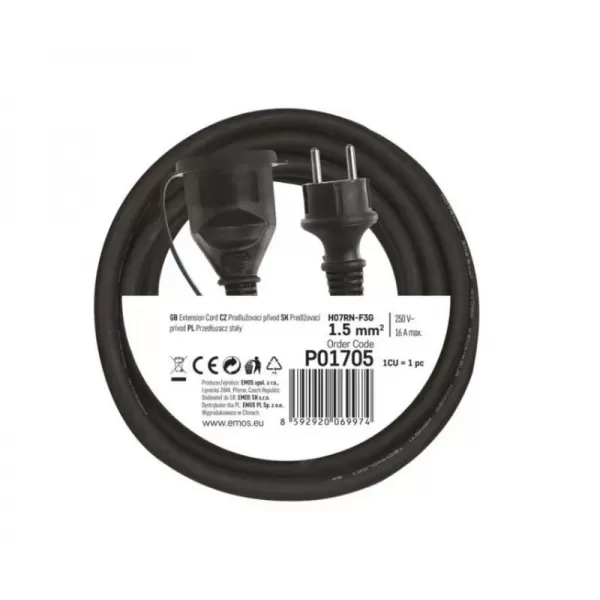 Kabel prodlužovací 10m EMOS P01710 guma-neopren, 230V 1,5mm2