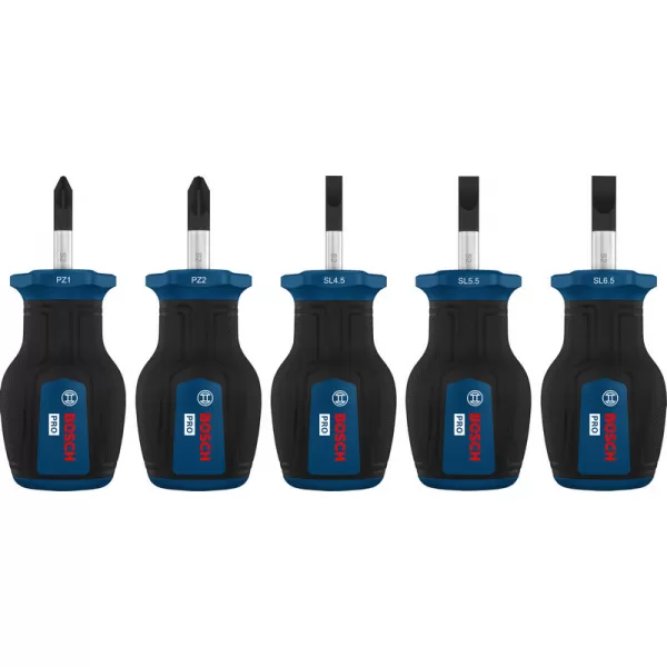 Sada krátkých šroubováků PZ/SL, 5 ks Bosch PRO