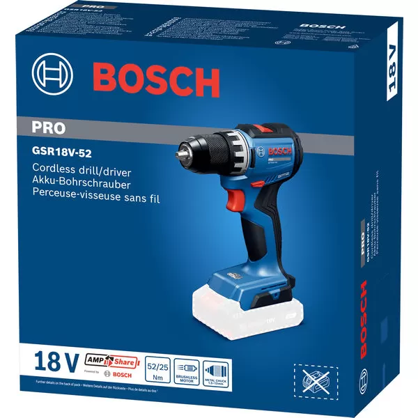 Aku vrtačka Bosch GSR 18V-52 Professional, 1x4,0Ah, 1x2,0Ah, L-Boxx 06019S0024