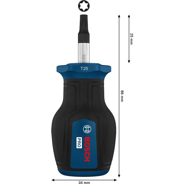 Šroubovák krátký Torx TX25 × 25 mm Torx® Bosch PRO